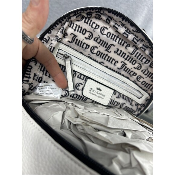 New Juicy Couture All Nighter White Charm Logo Backpack Travel Purse - Picture 8 of 13